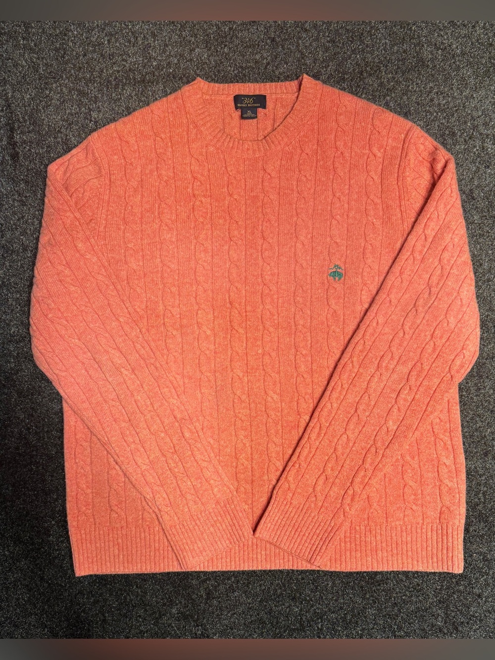 Brooks Brothers 346 Women’s XL 100% Lambswool Cable Knit Sweater Coral